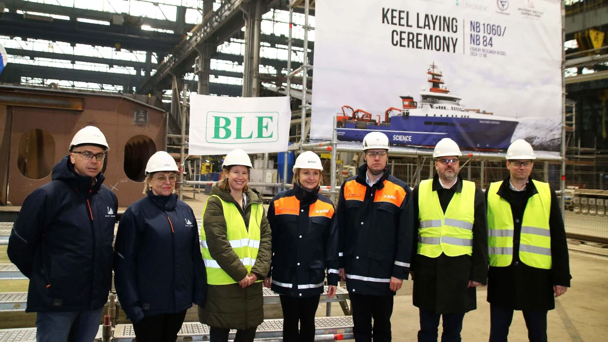 Keel laying of the fishery research vessel WALTHER HERWIG